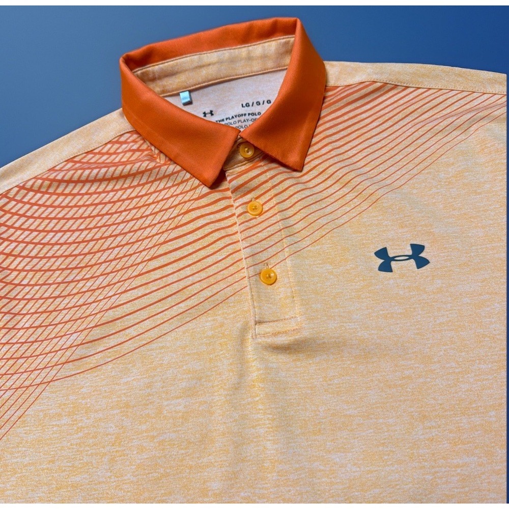 Under Armour‎ Polo Mens Large Orange Playoff Golf Shirt Athletic Performance